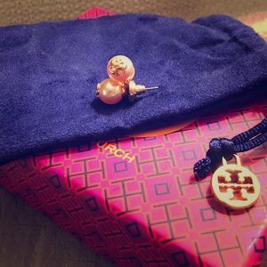 Tory Burch Champagne Pearl Earrings